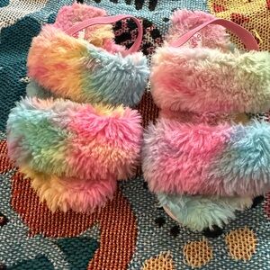 Rainbow Fuzzy Kids Slippers